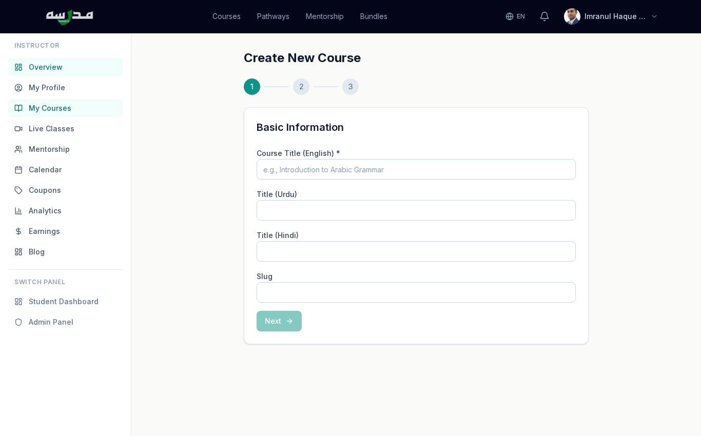New course form