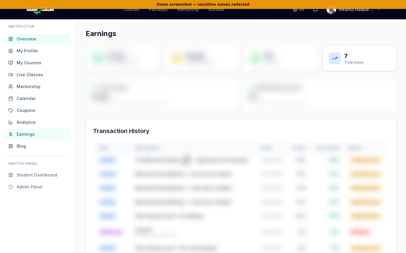Instructor Earnings